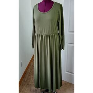 LuLaRoe Rayne Olive Green Long Sleeve Dress